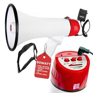 5 CORE 50W Megaphone Bullhorn Cheer Bull Horn Speaker Megaphono 300 Meter Range